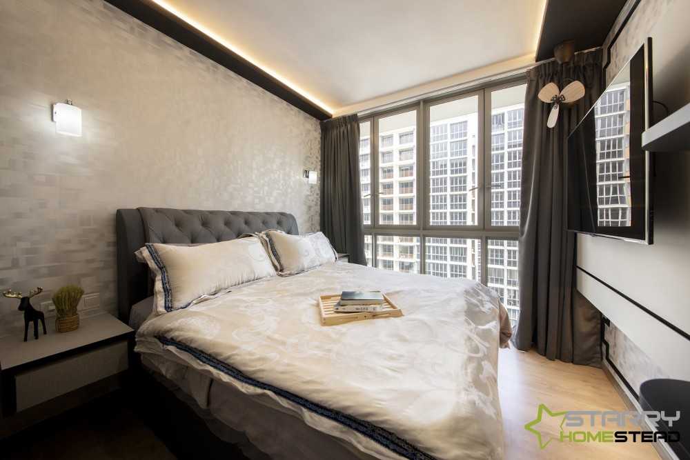 Modern Bedroom with Bedside Table and TV