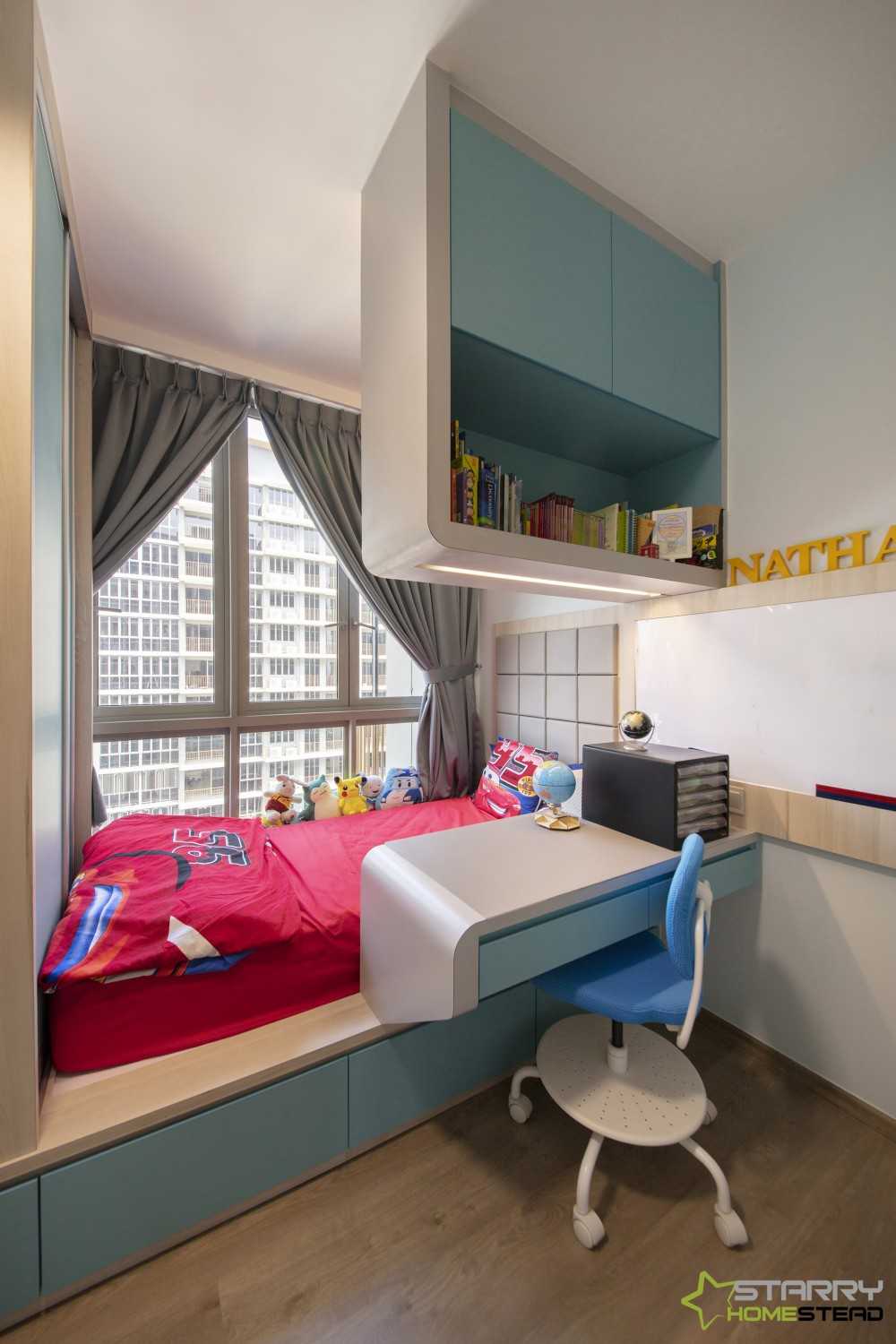 Modern Bedroom with Platform Bed and Desk