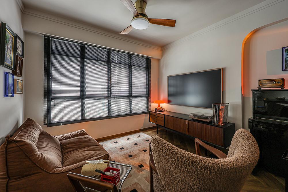 Asian Living Room with Rugs and Lighting