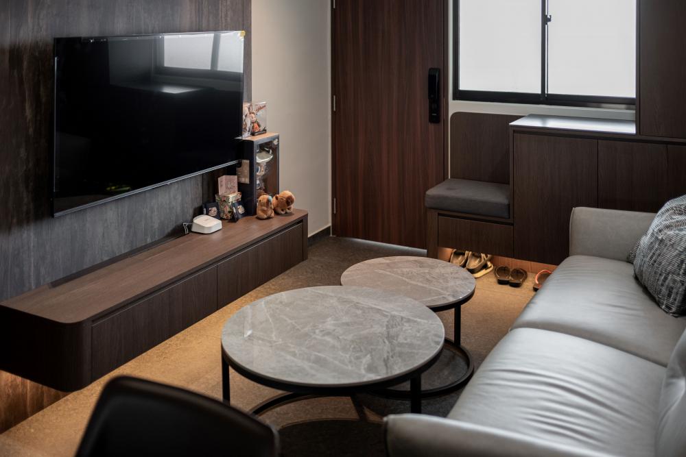 Scandinavian Living Room with TV Console and Sofa