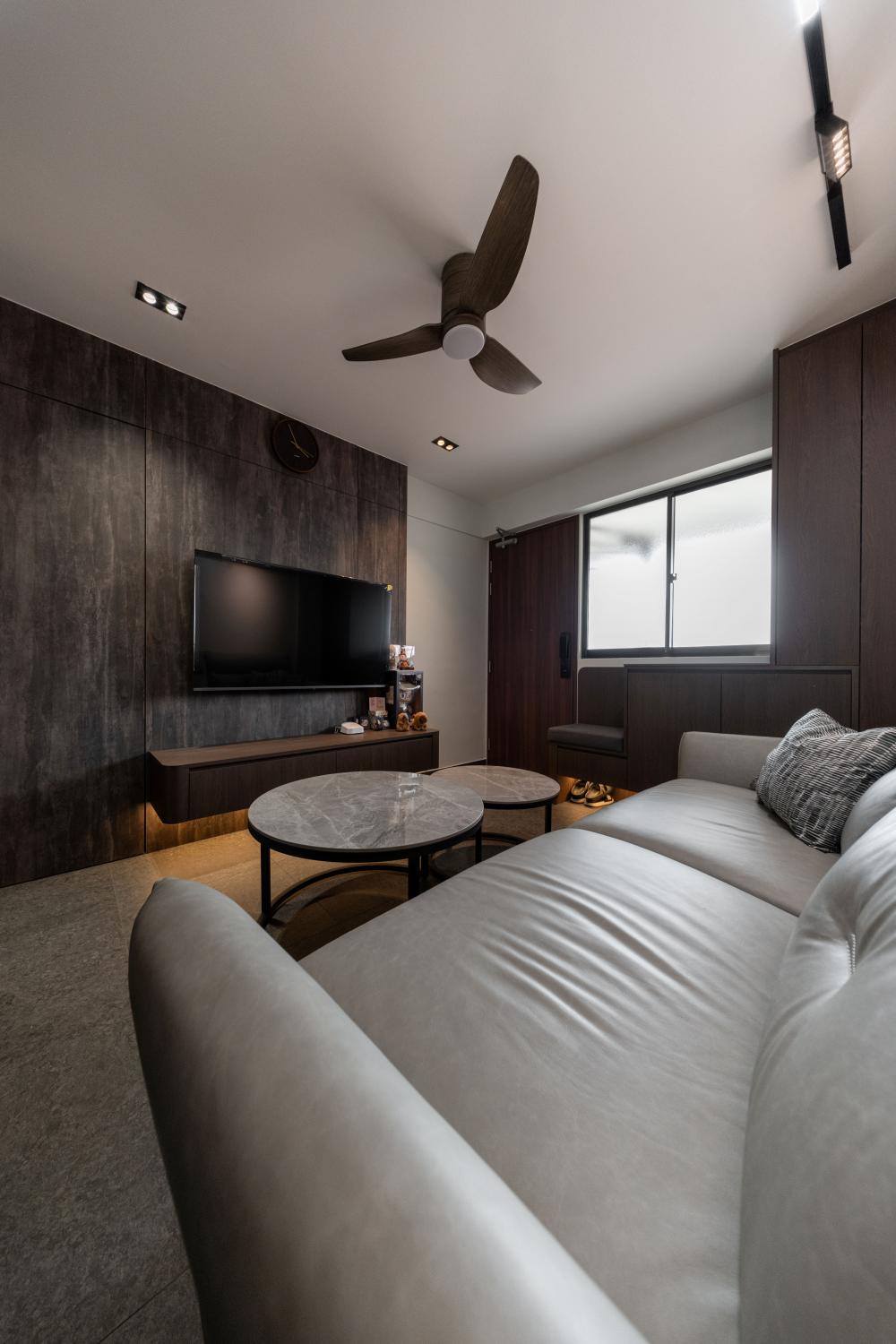 Scandinavian Living Room with TV Console and Sofa