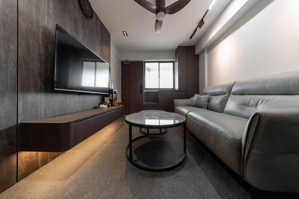 Scandinavian Living Room with TV Console and Sofa