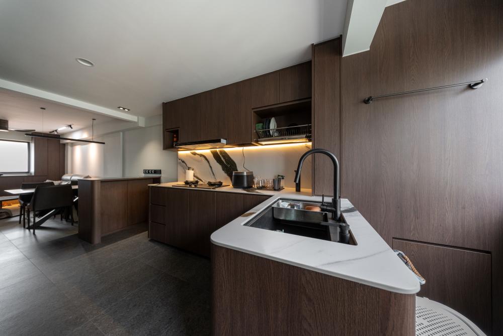 Scandinavian Kitchen with Kitchen Window and Cupboard
