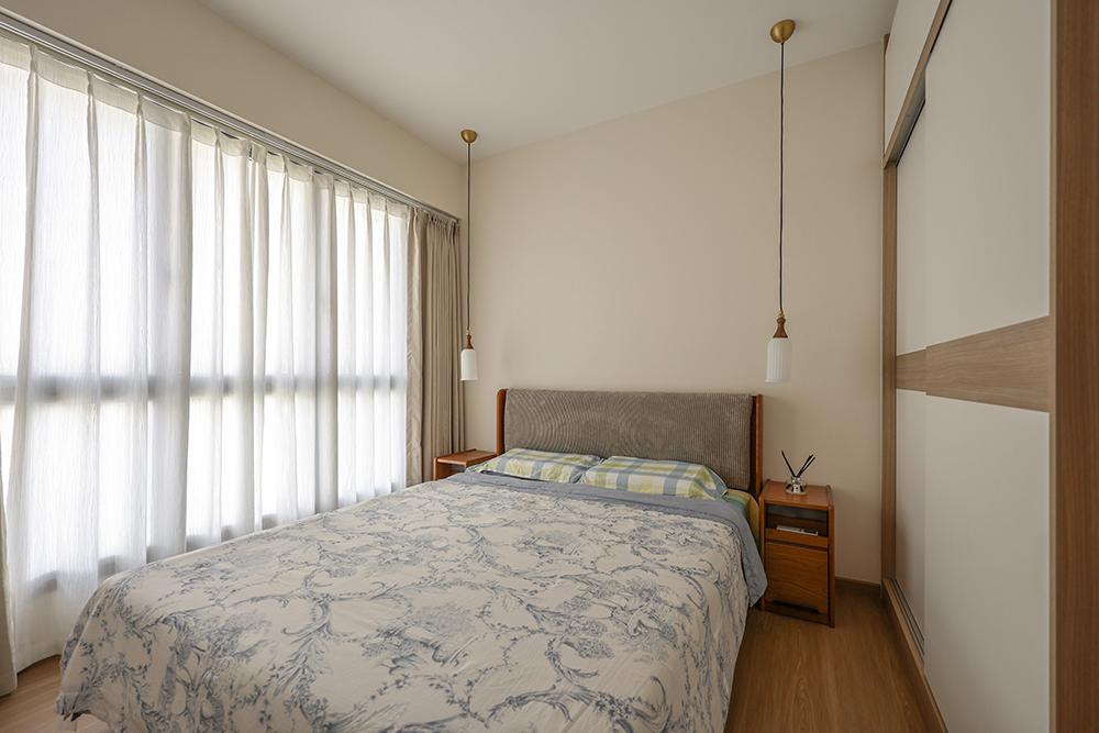 Scandinavian Bedroom with Vinyl Flooring and Wardrobe