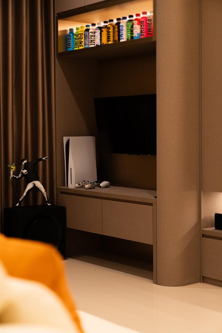Modern Living Room with Feature Wall and Side Table