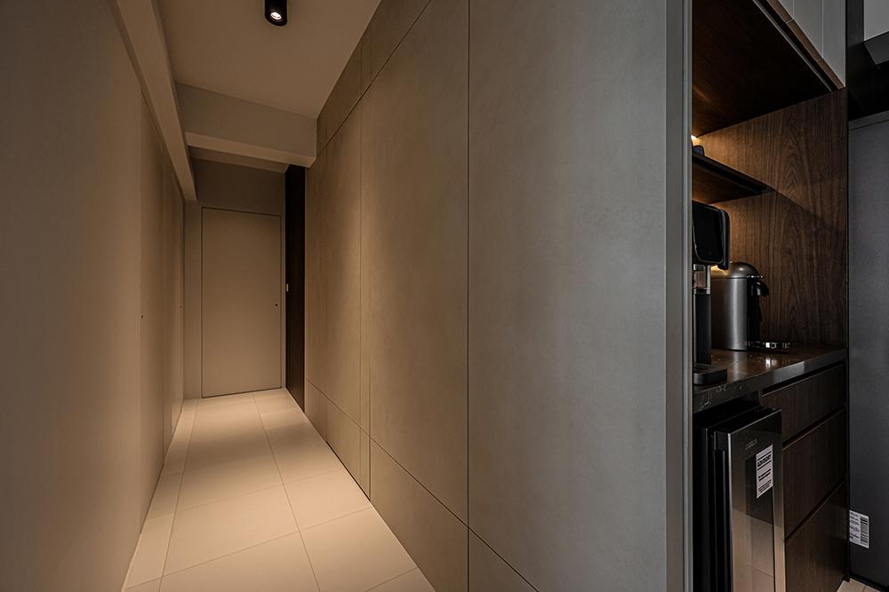 Modern Hallway with Feature Wall and Lighting