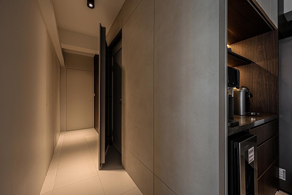 Modern Hallway with Feature Wall and Lighting