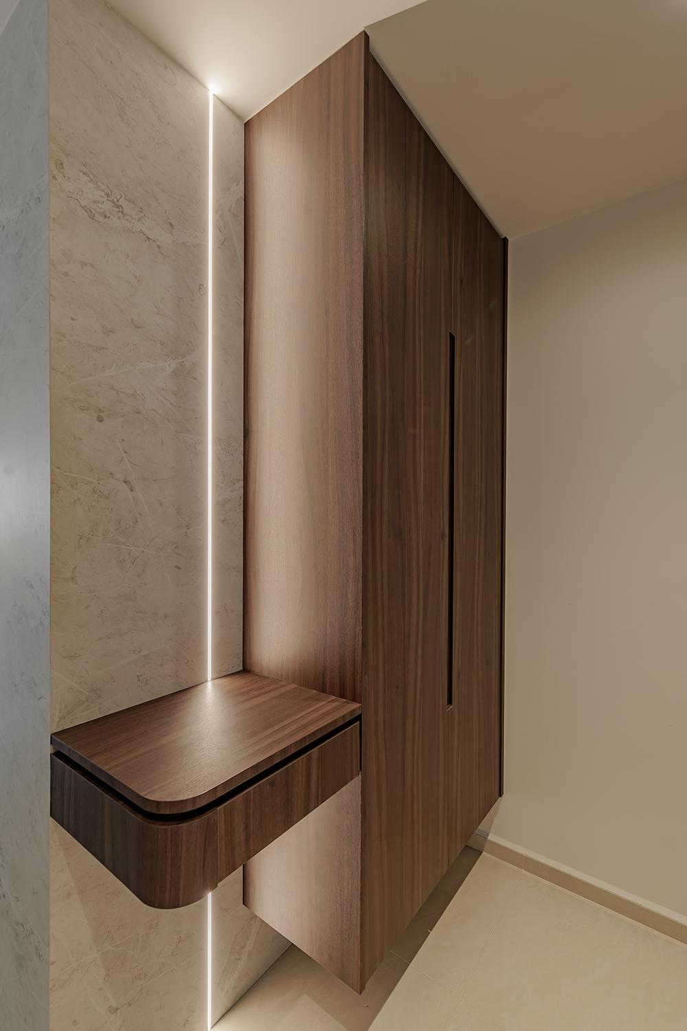 Scandinavian Foyer with Storage Cabinets and Shoe Cabinets