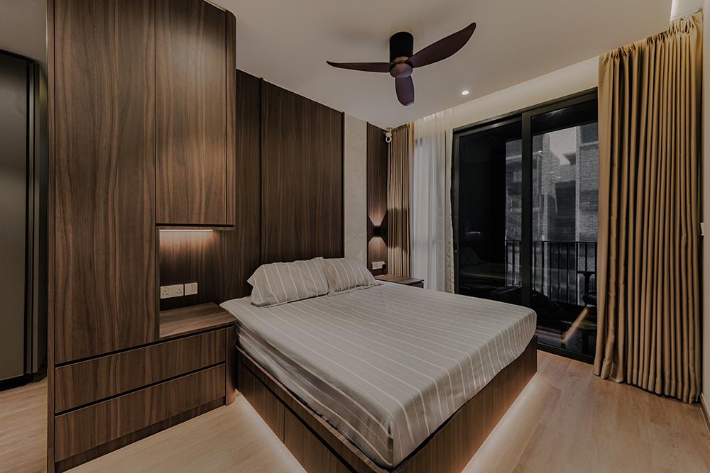 Scandinavian Bedroom with Feature Wall and Mirror