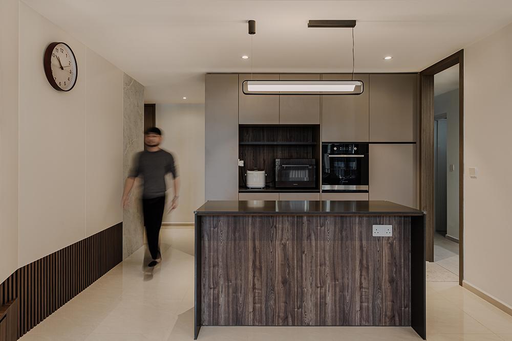 Scandinavian Home Bar with Countertop and Kitchen Island
