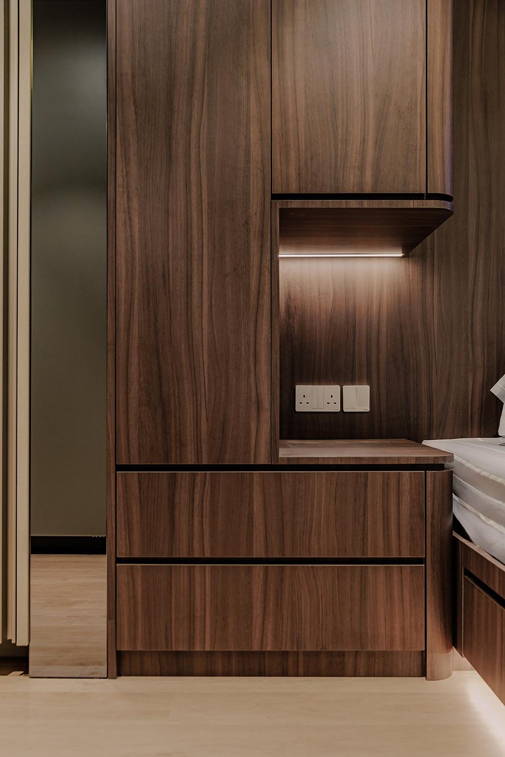 Scandinavian Bedroom with Feature Wall and Mirror