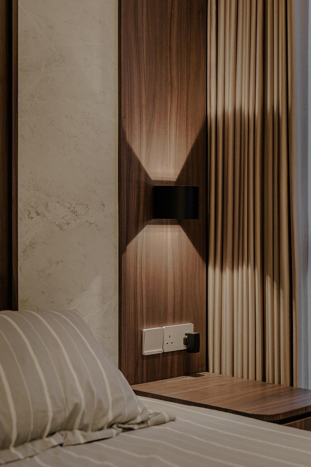 Scandinavian Bedroom with Feature Wall and Built-in Bed