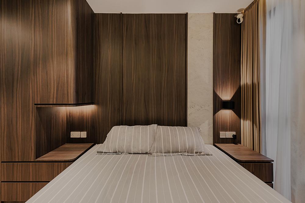 Scandinavian Bedroom with Feature Wall and Wardrobe