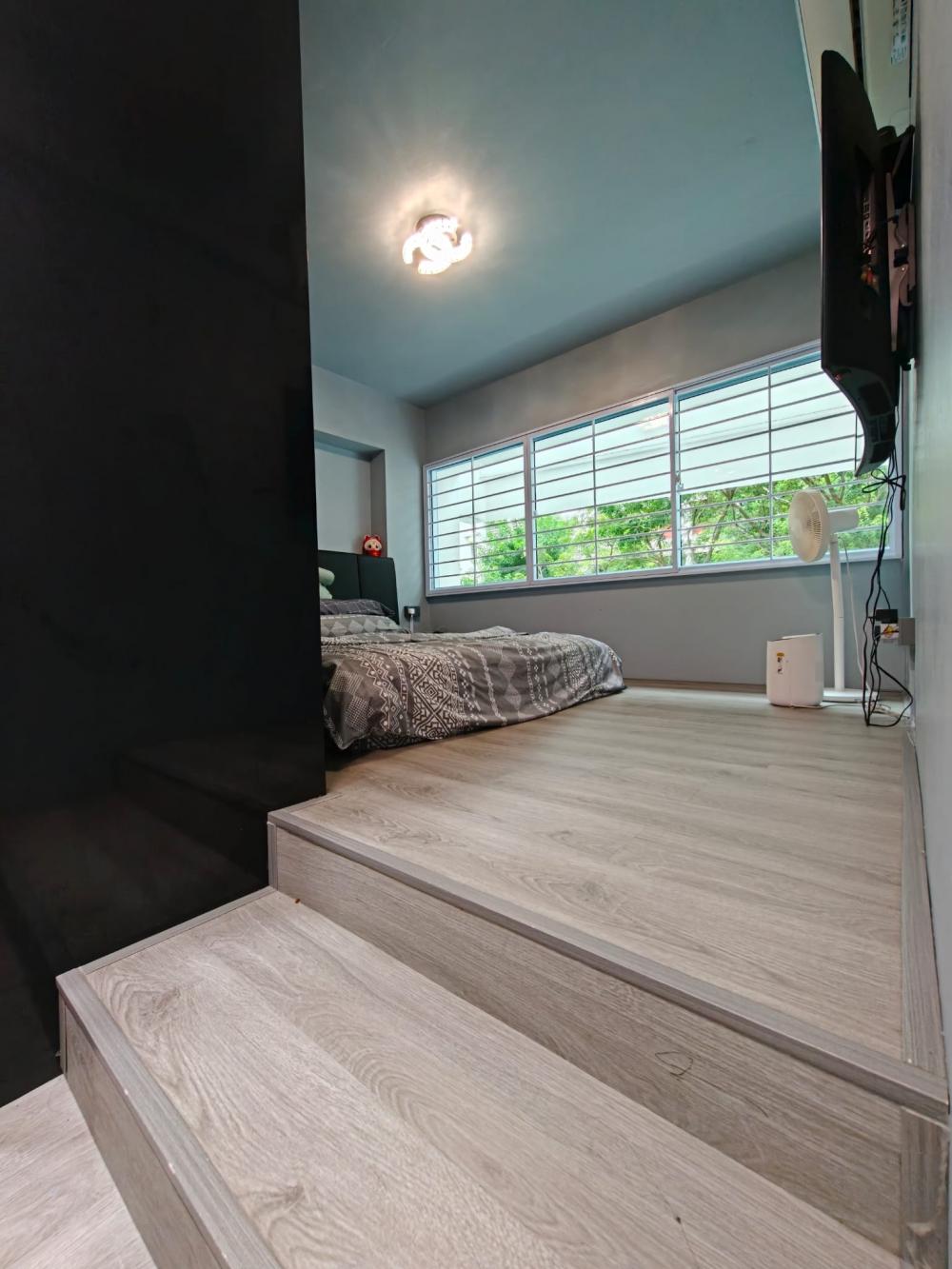 Contemporary Bedroom with Platform Bed and Wardrobe