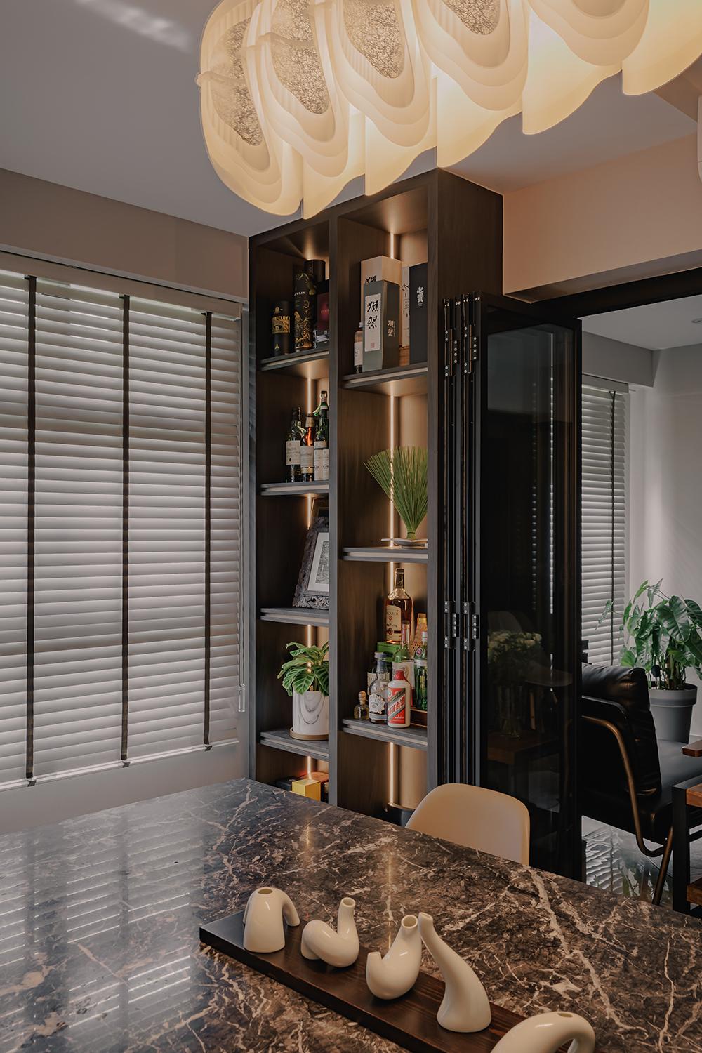 Modern Dining Room with Dining Table and Display Cabinets