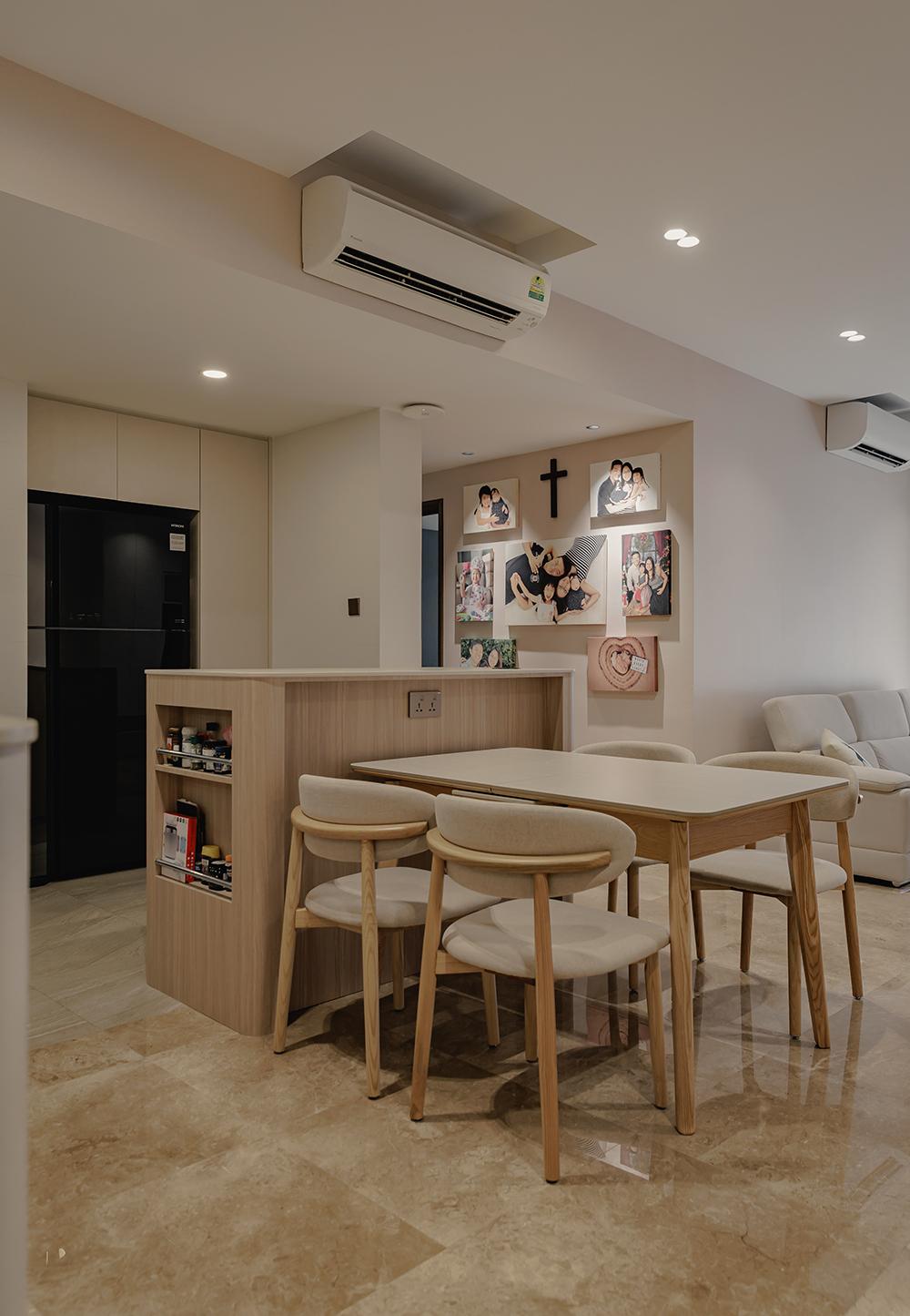 Minimalist Dining Room with Kitchen Island and Open Kitchen
