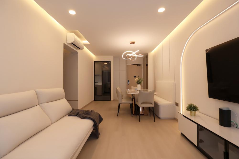 Modern Living Room with TV Console and Feature Wall