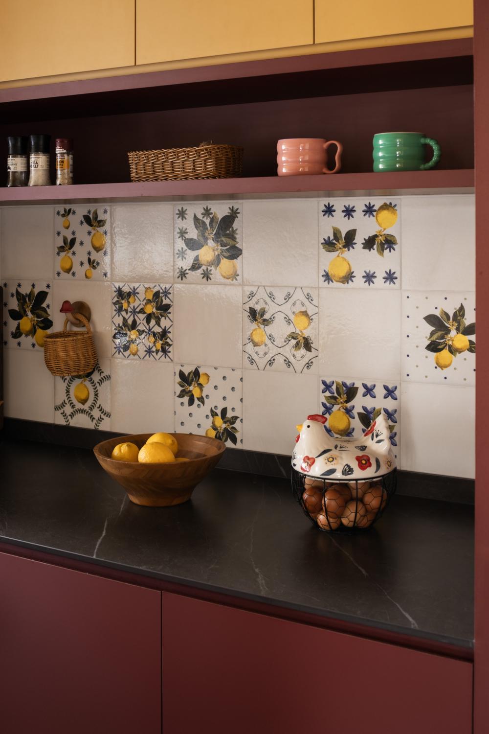 Eclectic Kitchen with Countertop and Cupboard