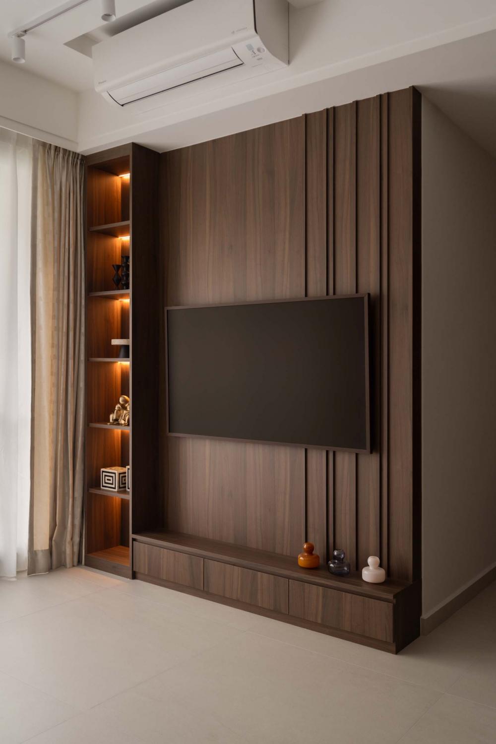 Modern Living Room with TV Console and Feature Wall