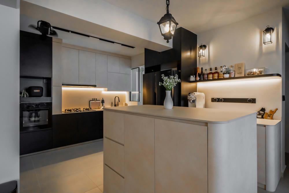 Contemporary Kitchen with Countertop and Kitchen Island