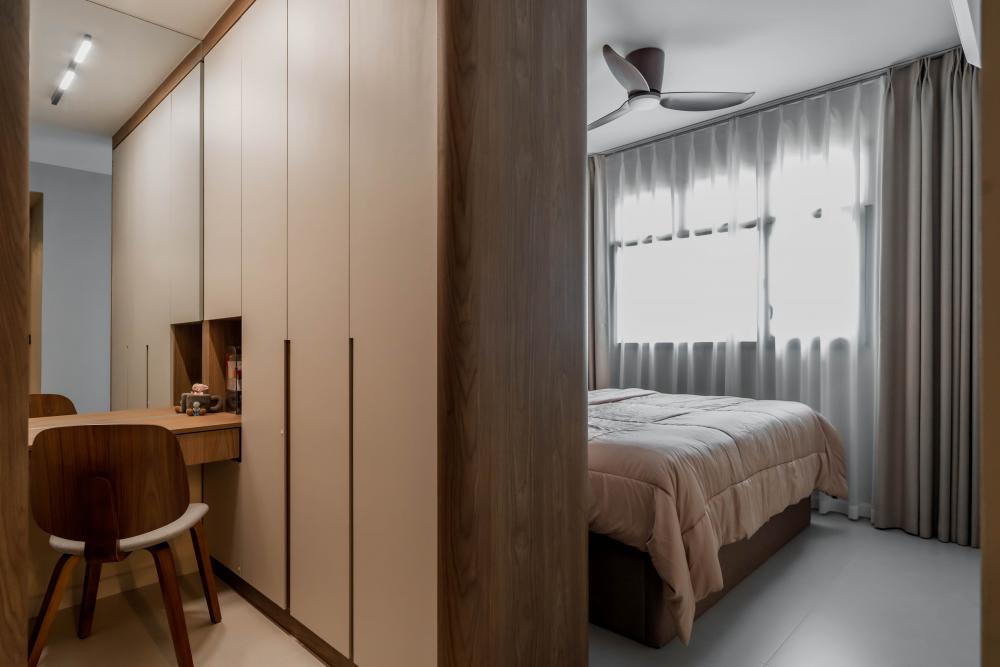 Contemporary Bedroom with Wardrobe and Vanity Counter