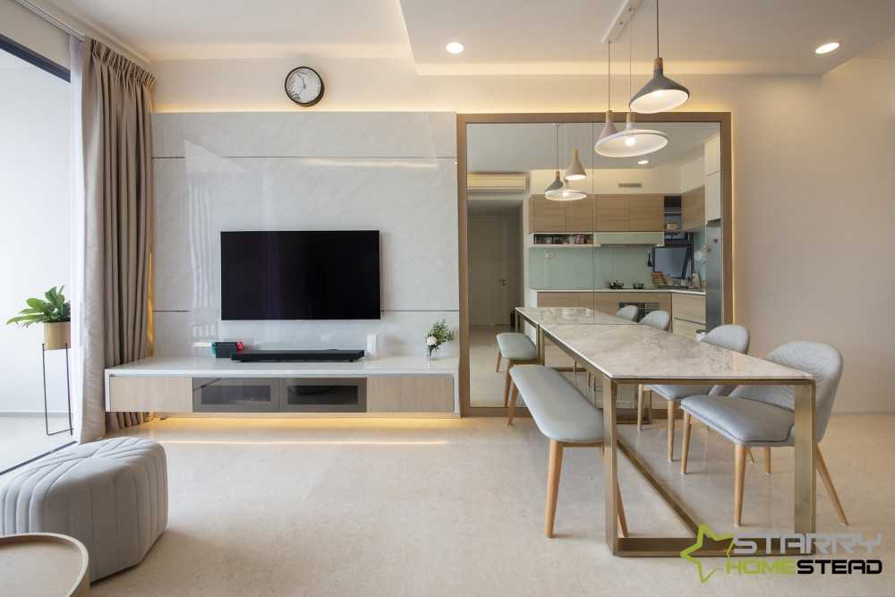Modern Living Room with TV Console and Feature Wall