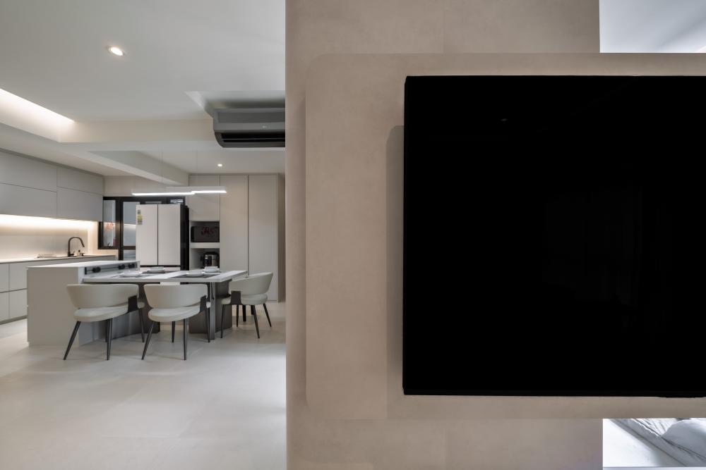 Modern Dining Room with Ceiling Light and Dining Table