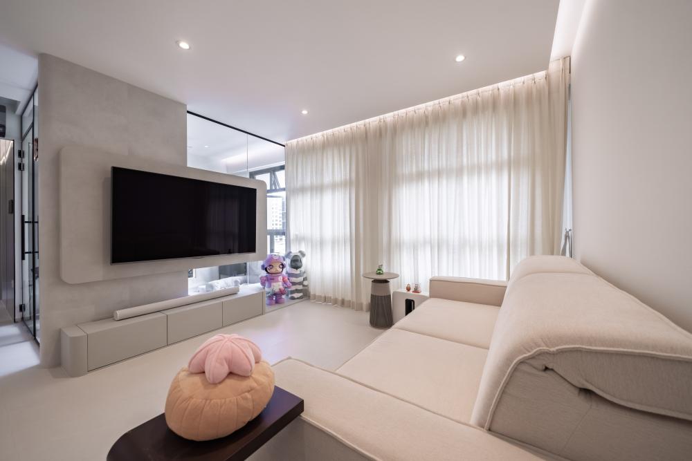 Modern Living Room with TV Console and Feature Wall