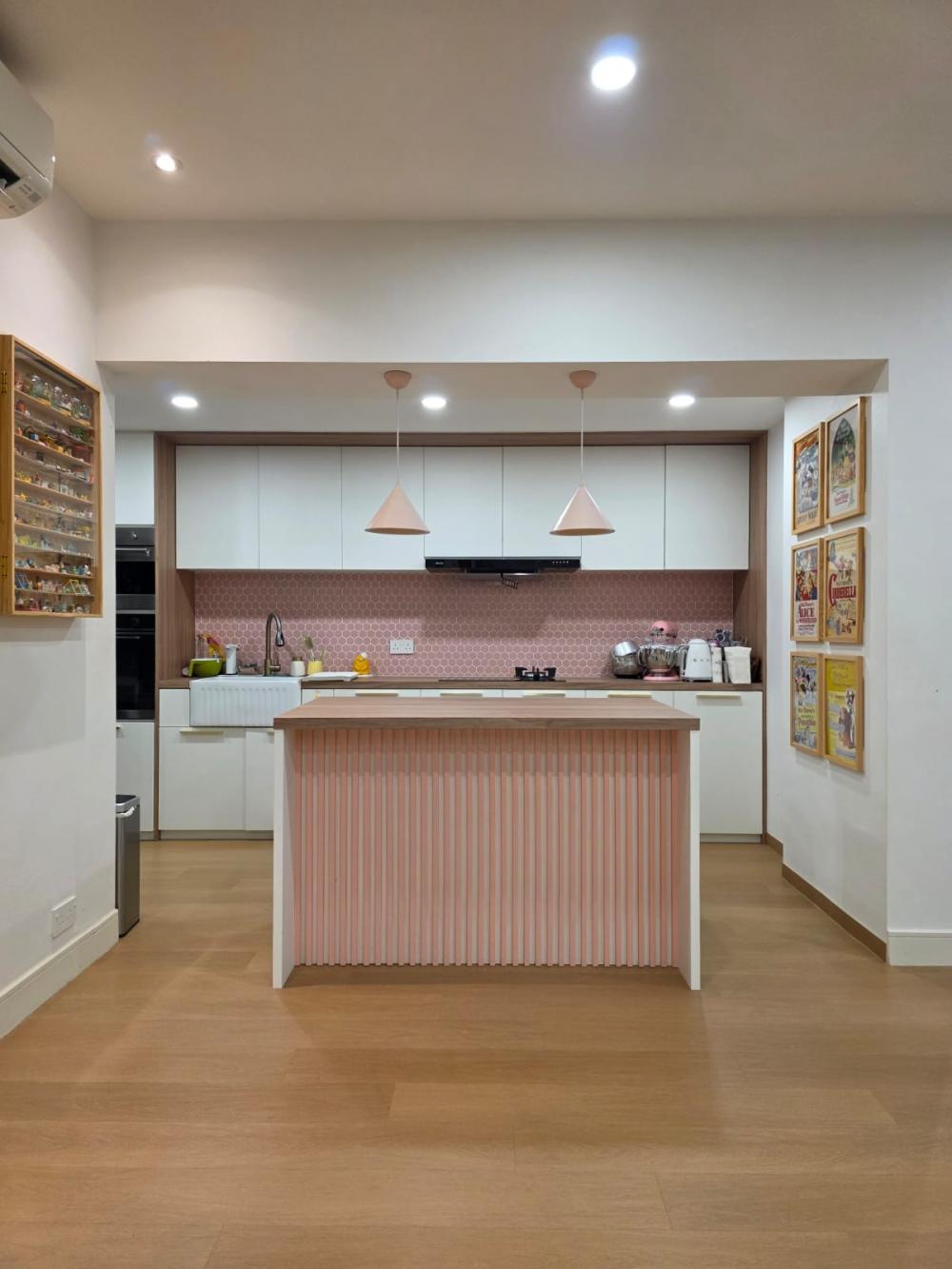 Scandinavian Kitchen with Countertop and Vinyl Flooring