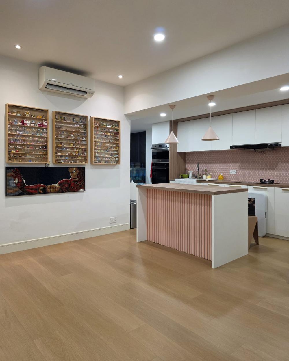 Scandinavian Kitchen with Countertop and Vinyl Flooring