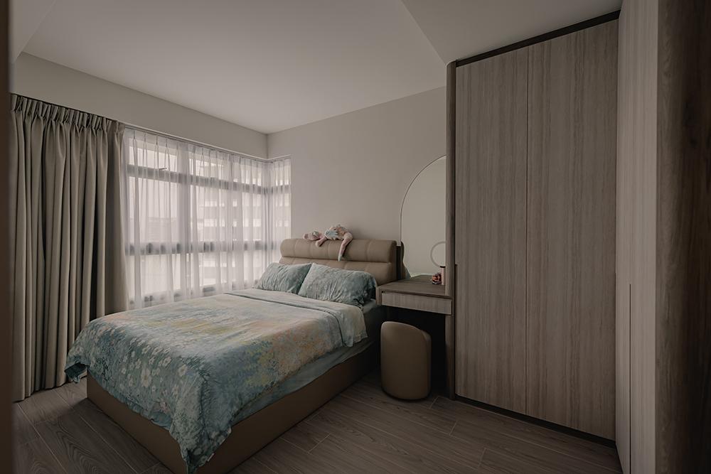 Modern Bedroom with Mirror and Wardrobe