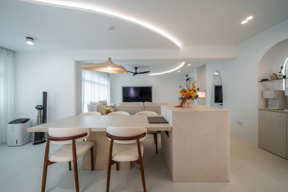 Modern Dining Room with Kitchen Island and Dining Table