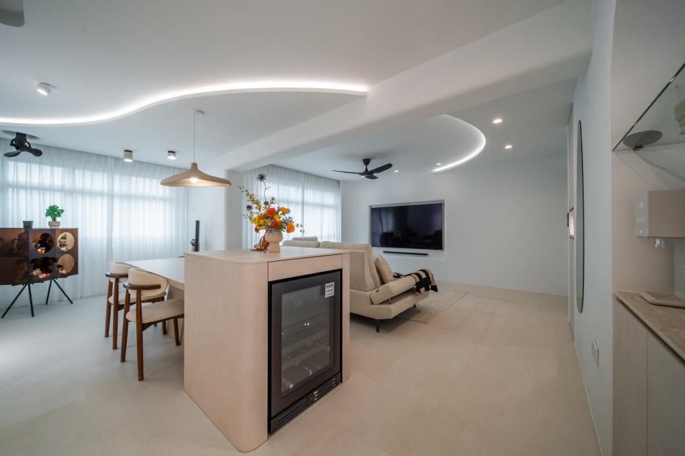 Modern Dining Room with Cove Lighting and Downlights
