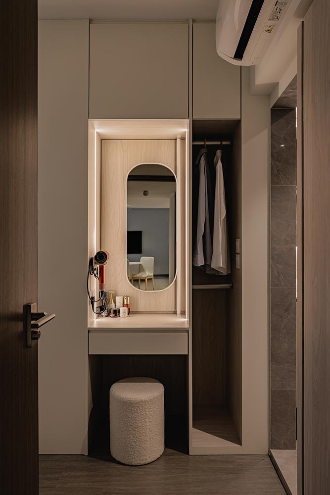 Modern Bedroom with Mirror and Wardrobe