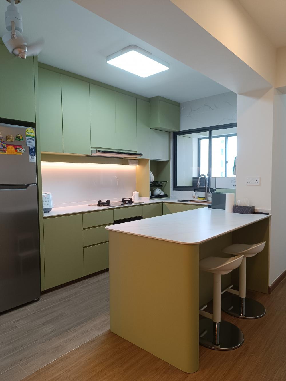 Minimalist Kitchen with Countertop and Vinyl Flooring