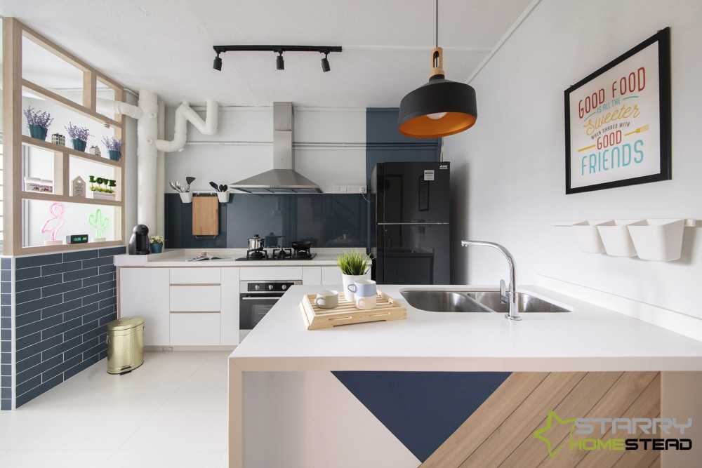 Scandinavian Kitchen with Kitchen Island and Kitchen Backsplash
