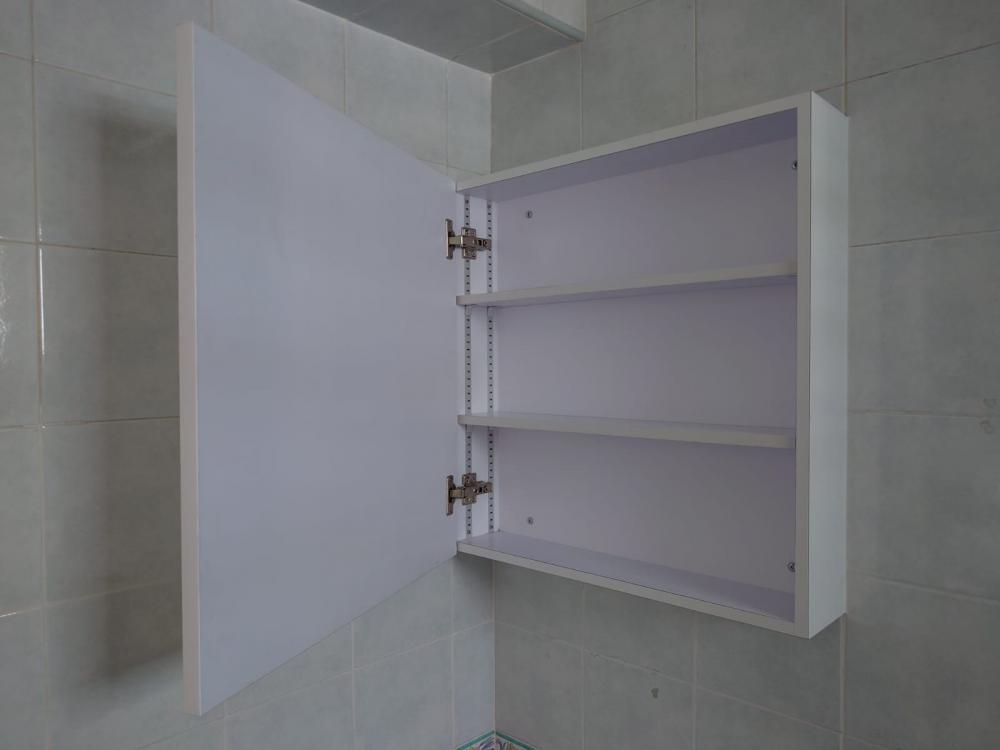 Asian Bathroom with Mirror and Bathroom Storage