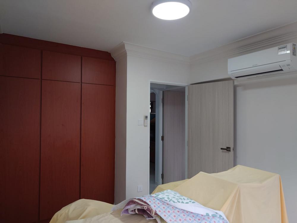 Asian Bedroom with Vinyl Flooring and Wardrobe