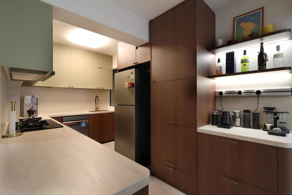 Modern Kitchen with Kitchen Window and Cupboard