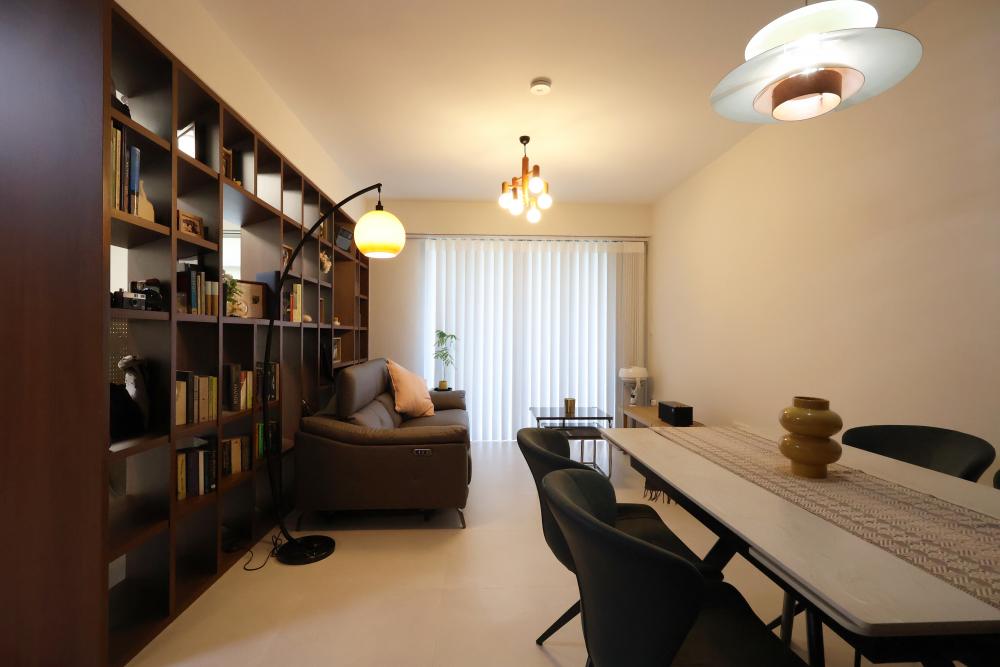Modern Living Room with Sofa and Display Cabinets