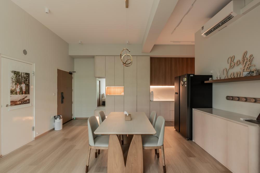 Modern Dining Room with Drop Light and Cove Lighting
