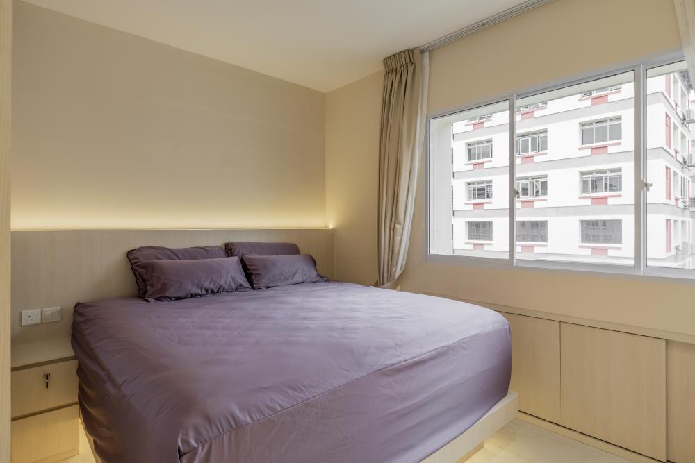 Contemporary Bedroom with Bedside Table and Bedroom Dresser