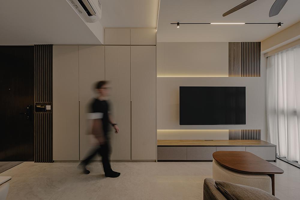 Modern Living Room with TV Console and Feature Wall