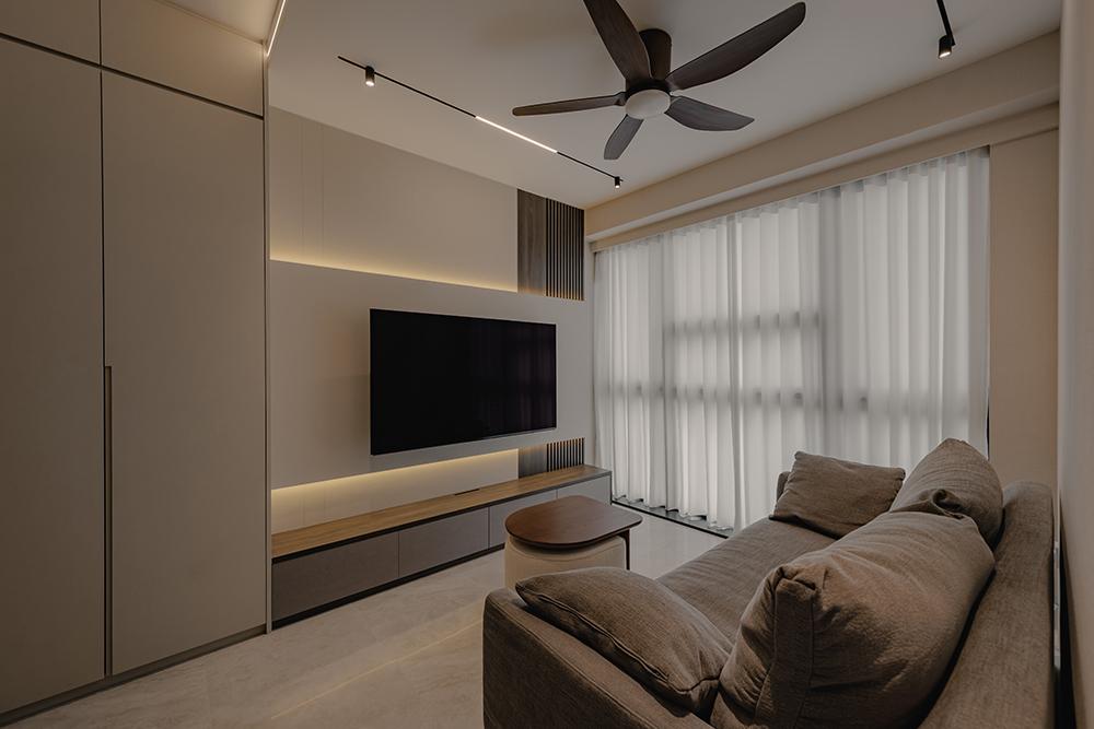 Modern Living Room with TV Console and Feature Wall