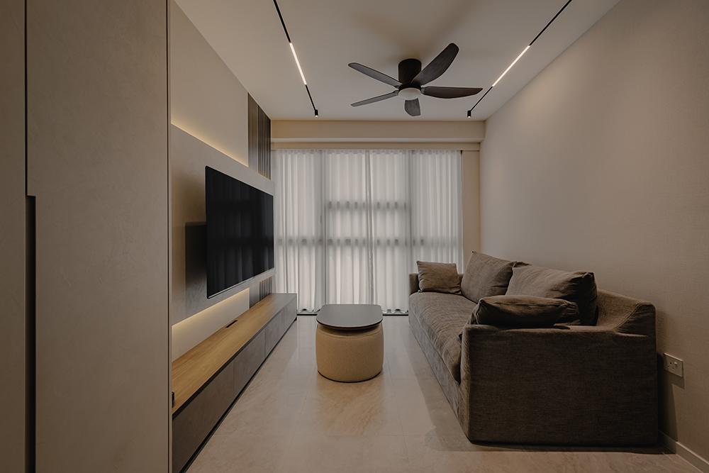 Modern Living Room with TV Console and Feature Wall