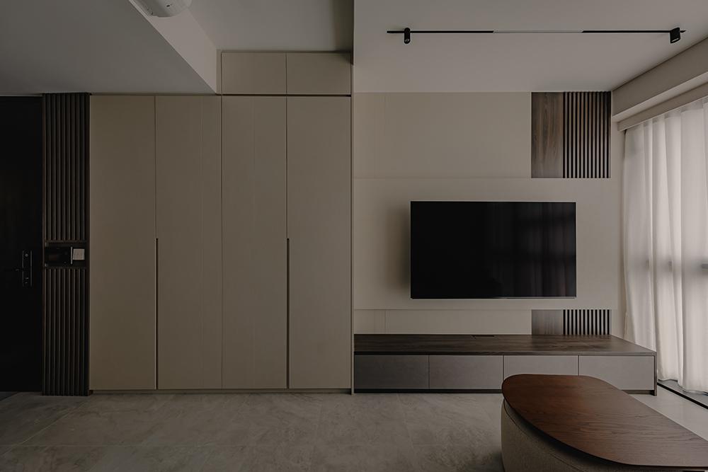 Modern Living Room with TV Console and Feature Wall