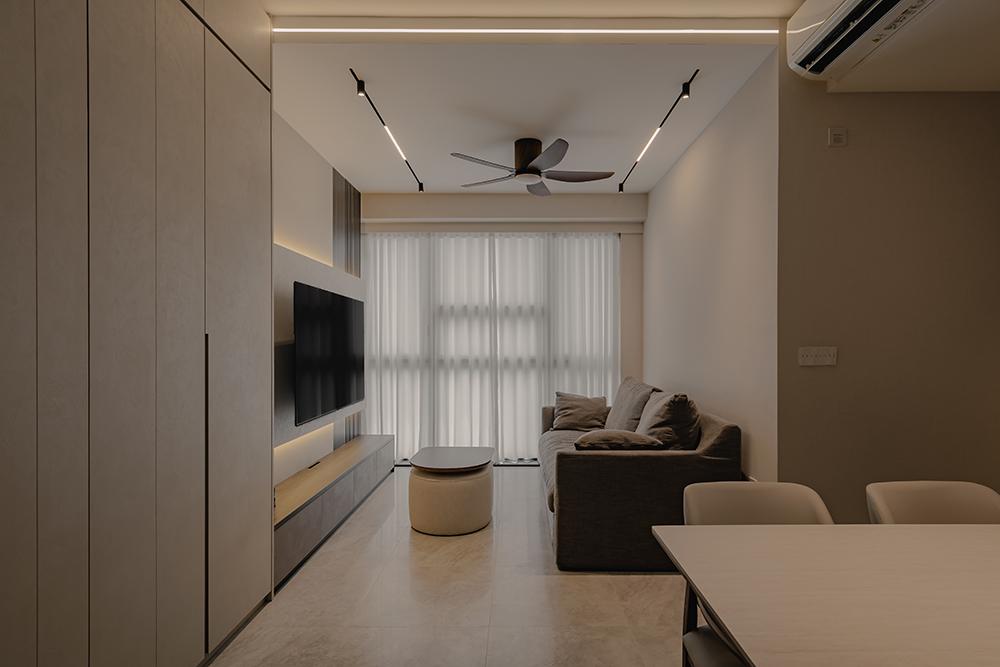 Modern Living Room with TV Console and Feature Wall