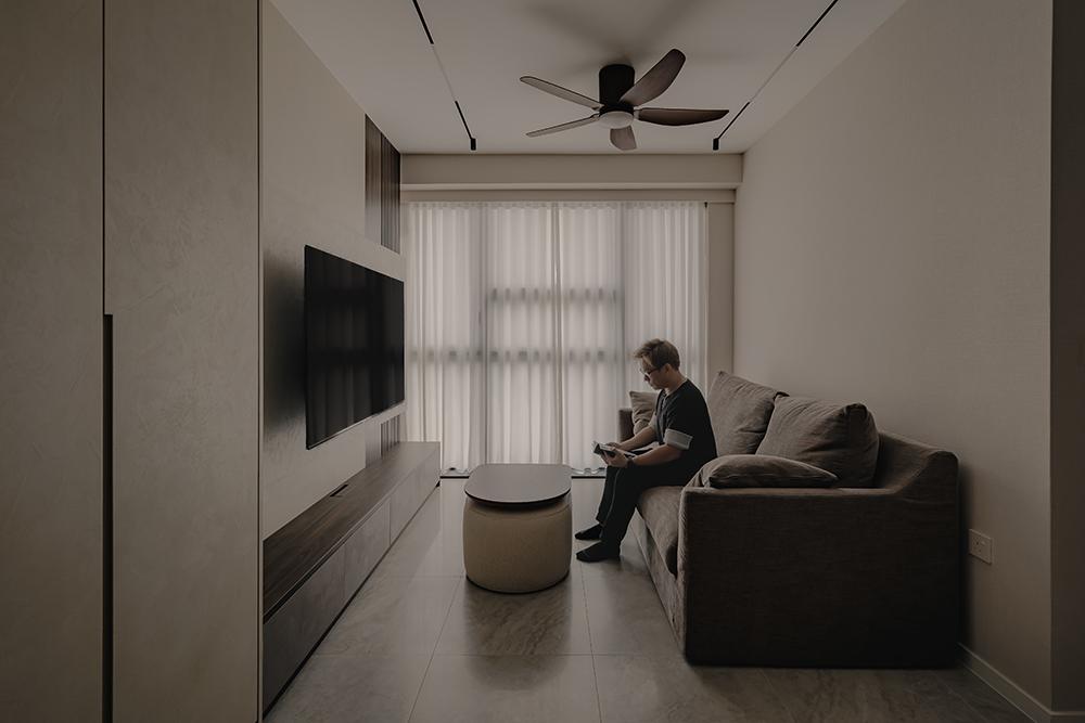 Modern Living Room with TV Console and Feature Wall