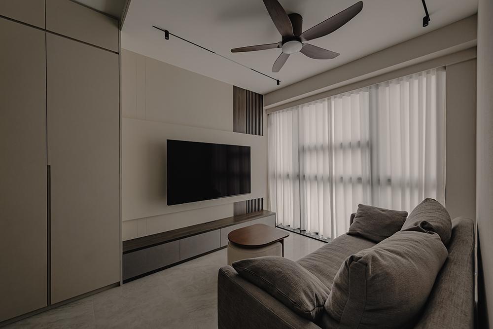 Modern Living Room with TV Console and Feature Wall