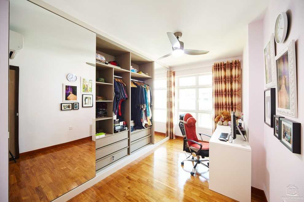 Contemporary Bedroom with Sideboard and Children's Beds